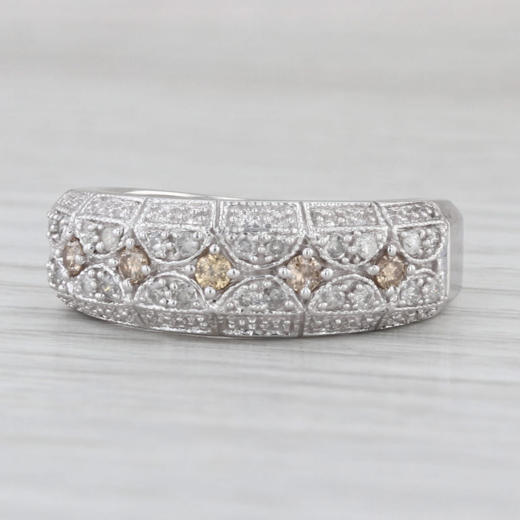 0.52ctw Pave Diamond Ring 10k White Gold Size 8 Wedding Band Size 8