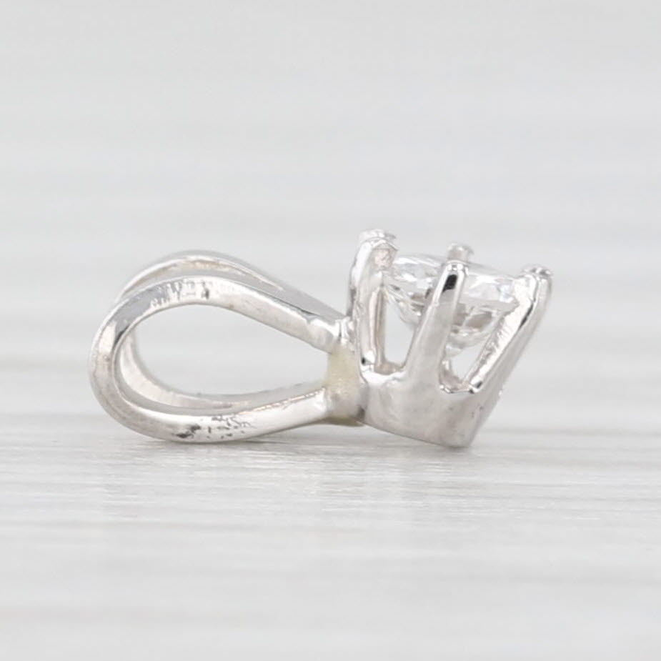 Light Gray New 0.11ct Round Solitaire Small Drop Pendant 14k White Gold