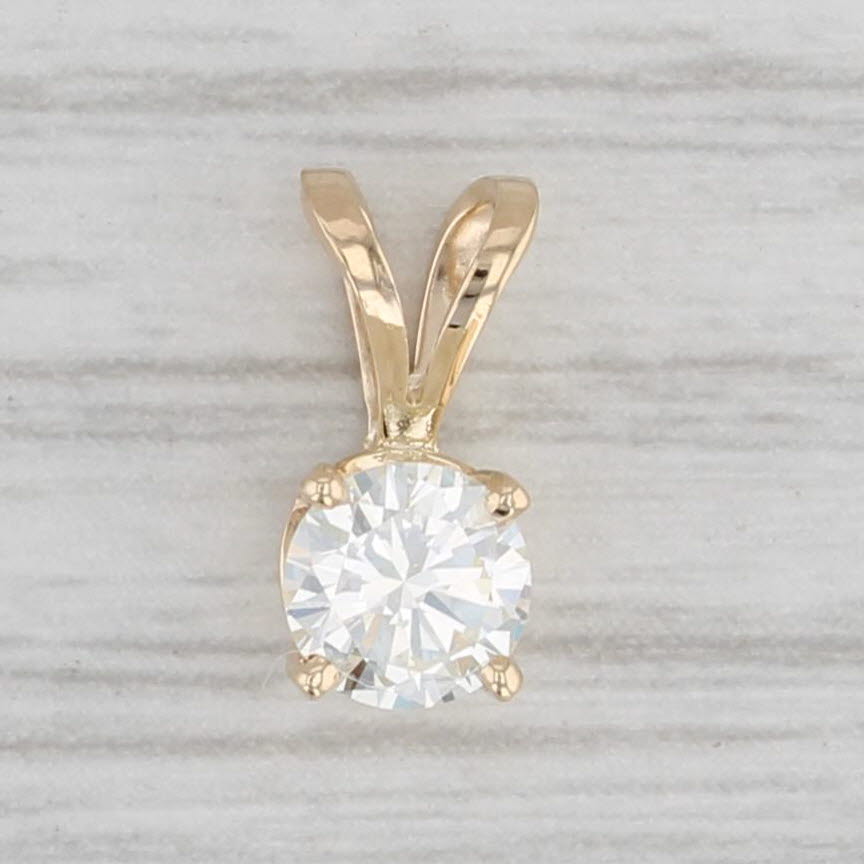 Light Gray New 0.45ct Round Diamond Solitaire Pendant 14k Yellow Gold Small Drop
