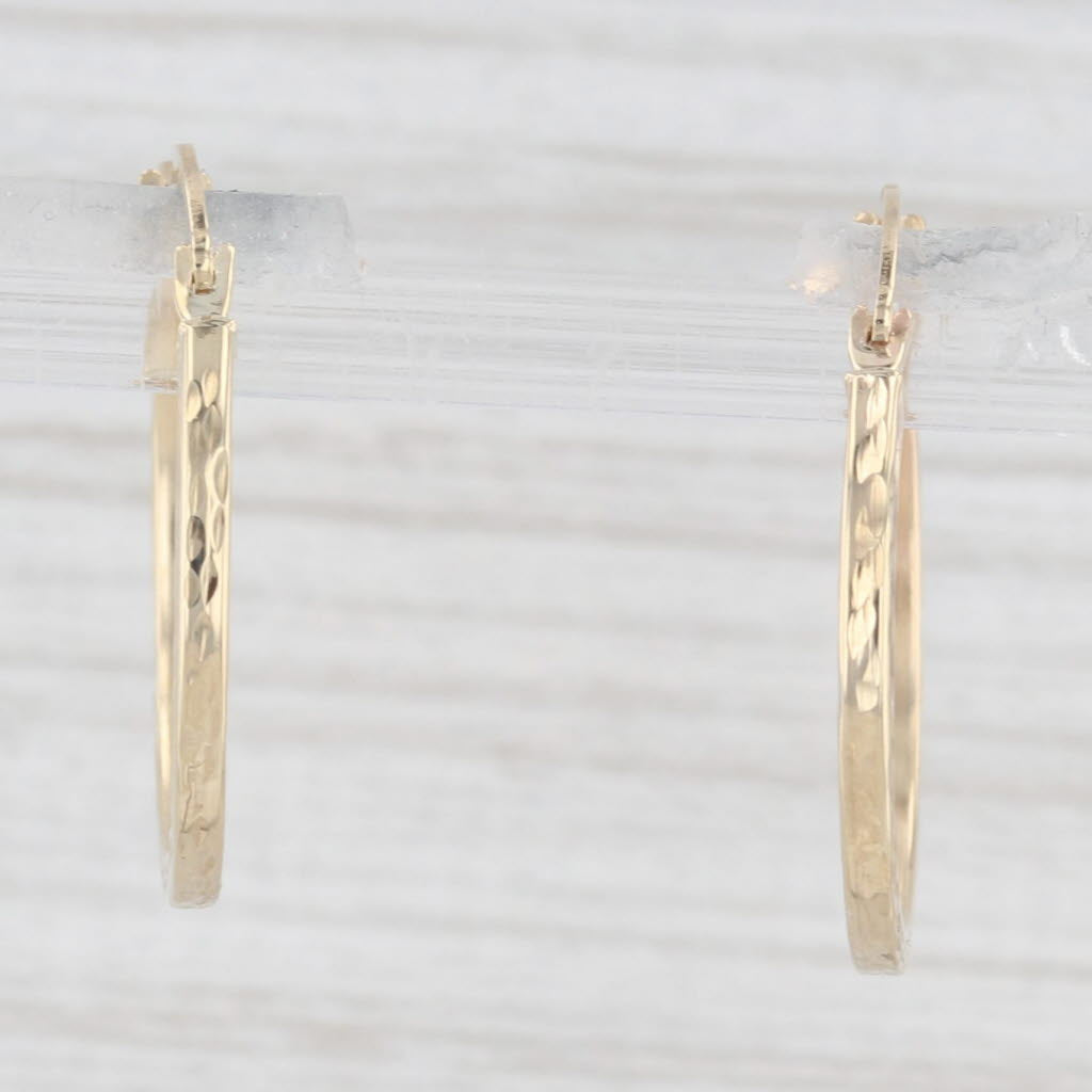 Light Gray Etched Round Hoop Earrings 10k Yellow Gold Snap Top Hoops