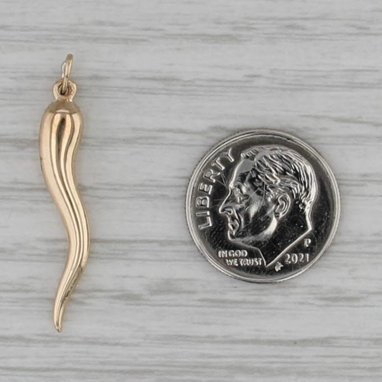 Italian Horn Pendant 14k Yellow Gold Good Luck Talisman Charm