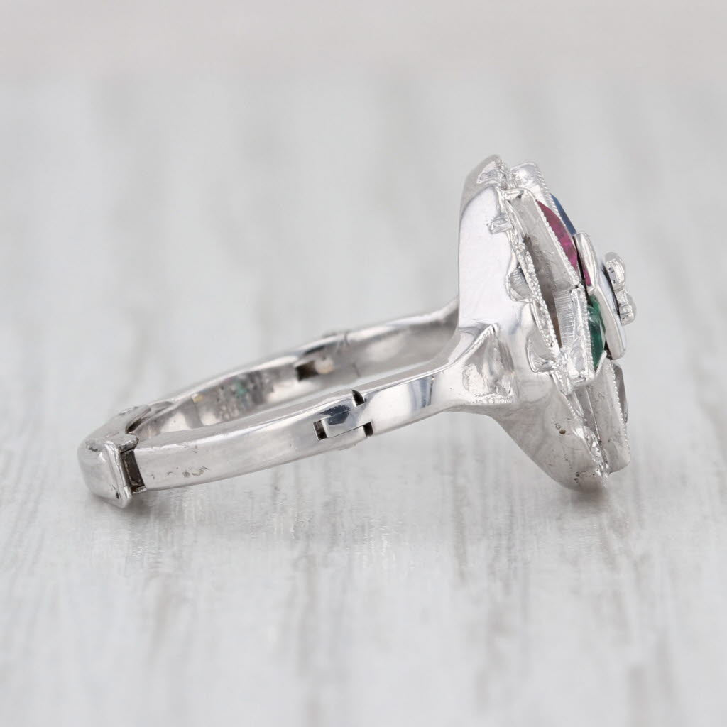 Masonic Order Eastern Star Signet Ring 14k White Gold Size 5 Arthritc Shank