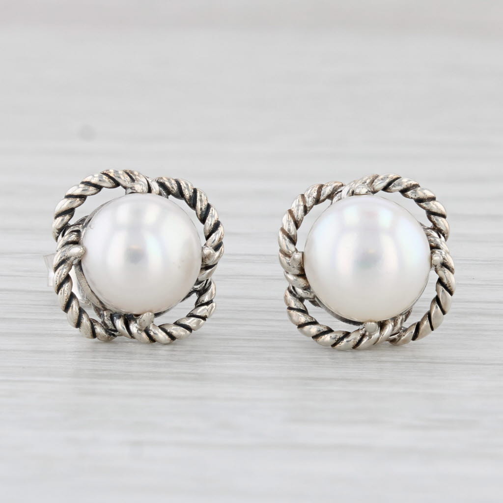 Light Gray Effy Cultured Pearl Stud Earrings with Box Sterling Silver