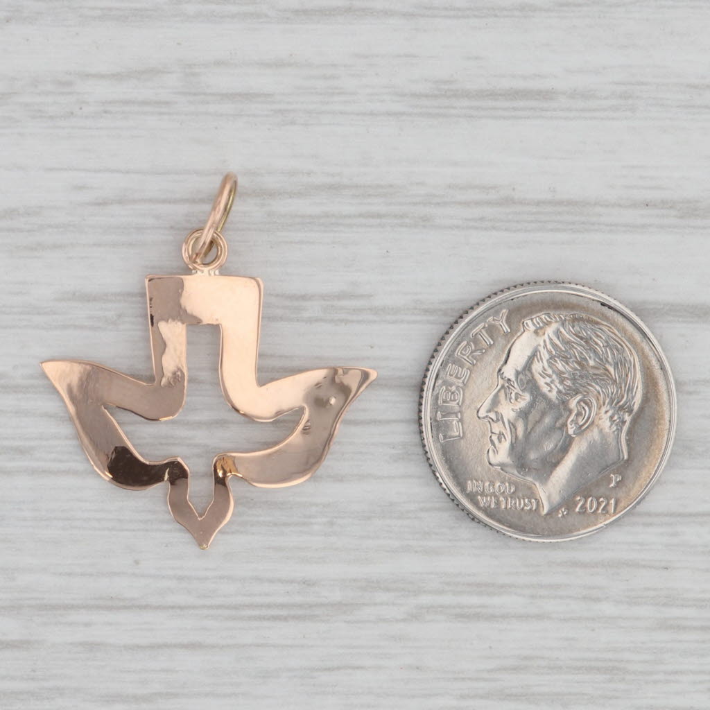 Gray Peace Dove Pendant Openwork Charm Religious 18k Rose Gold