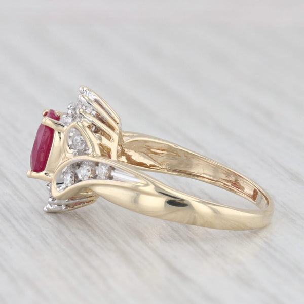 1.08ctw Oval Ruby Diamond Ring 10k Yellow Gold Size 5.5