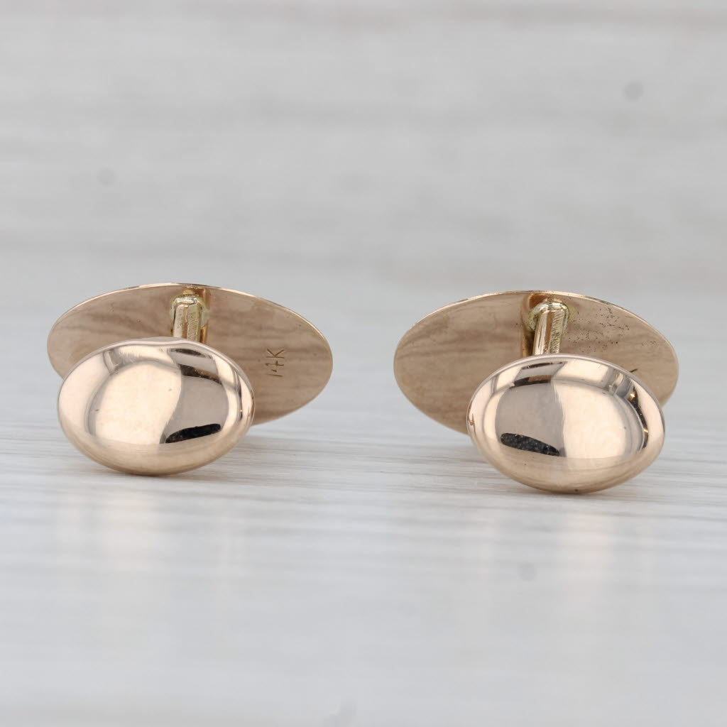 Gray Blue Sapphire Oval Cufflinks 14k Yellow Gold Suit Accessories