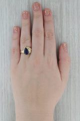 4.30ctw Lab Created Pear Blue Sapphire 10k Yellow Gold Size 8 Ring