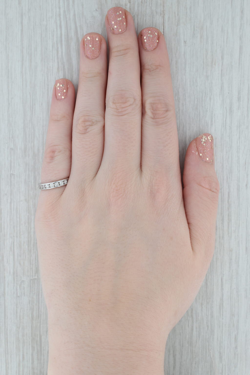 Gray 0.70ctw Diamond Wedding Band 14k White Gold Size 6 Stackable Ring