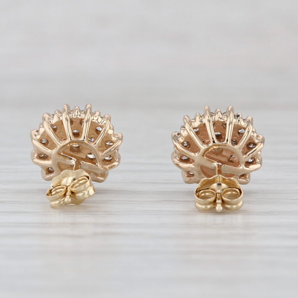 0.70ctw Diamond Cluster Flower Stud Earrings 14k Yellow Gold Studs
