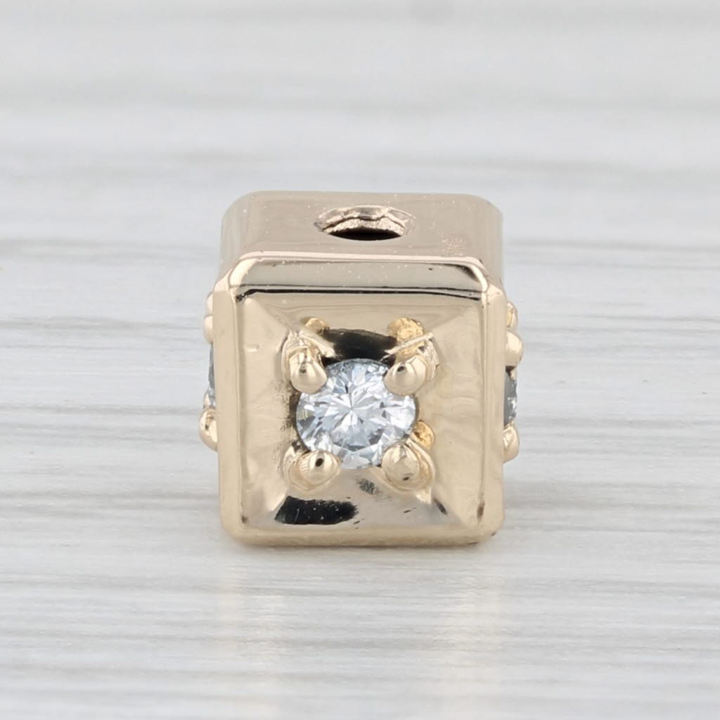 Light Gray 0.16ctw Diamond Cube Black Charm 14k Yellow Gold Pendant