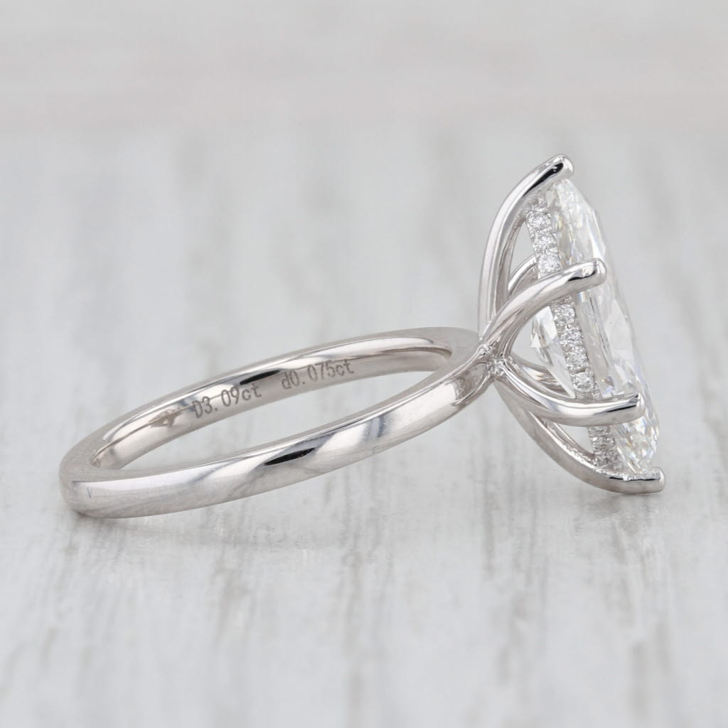 New IGI 3.16ctw Marquise Lab Grown Diamond Engagement Ring 14k White Gold Sz 6.5