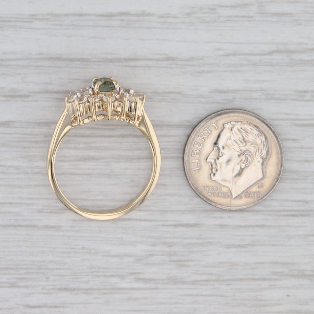 Gray 1.11ctw Green Tourmaline White Topaz Ring 14k Yellow Gold Size 7