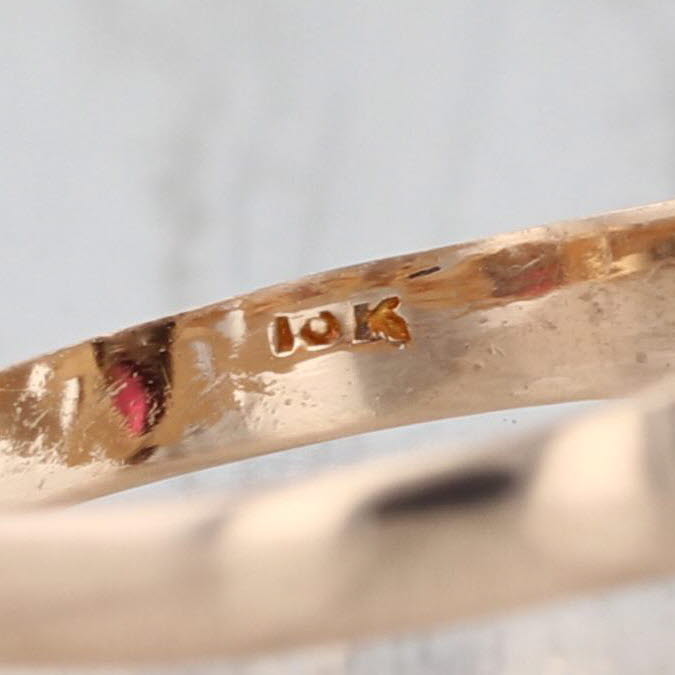 Victorian Antique Glass Imitation Pearl Ring 10k Yellow Gold Size 5.75