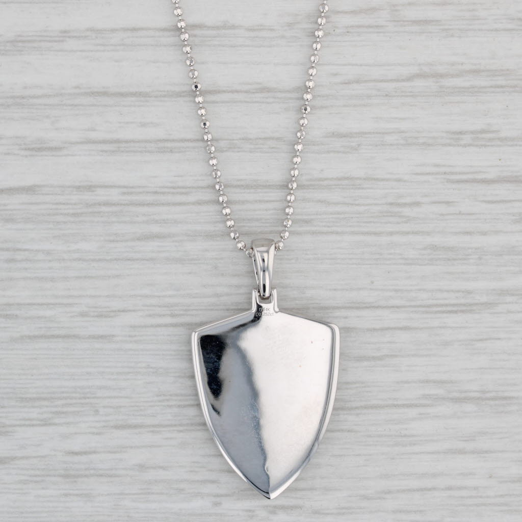 Gray New 0.25ctw Diamond Ankh Shield Pendant Necklace 14k White Gold Bead Chain