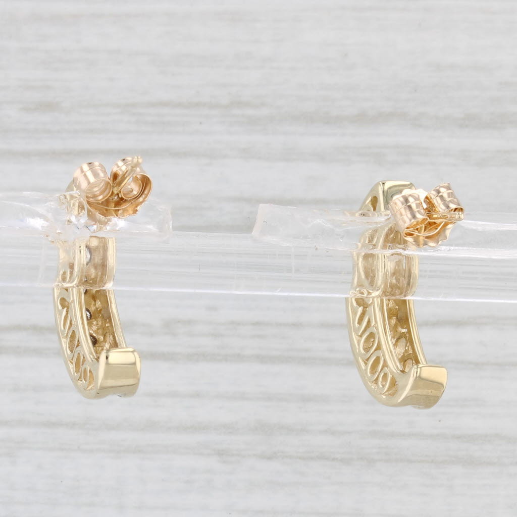Light Gray 0.20ctww Diamond Journey Earrings 10k Yellow Gold J-Hook Drops