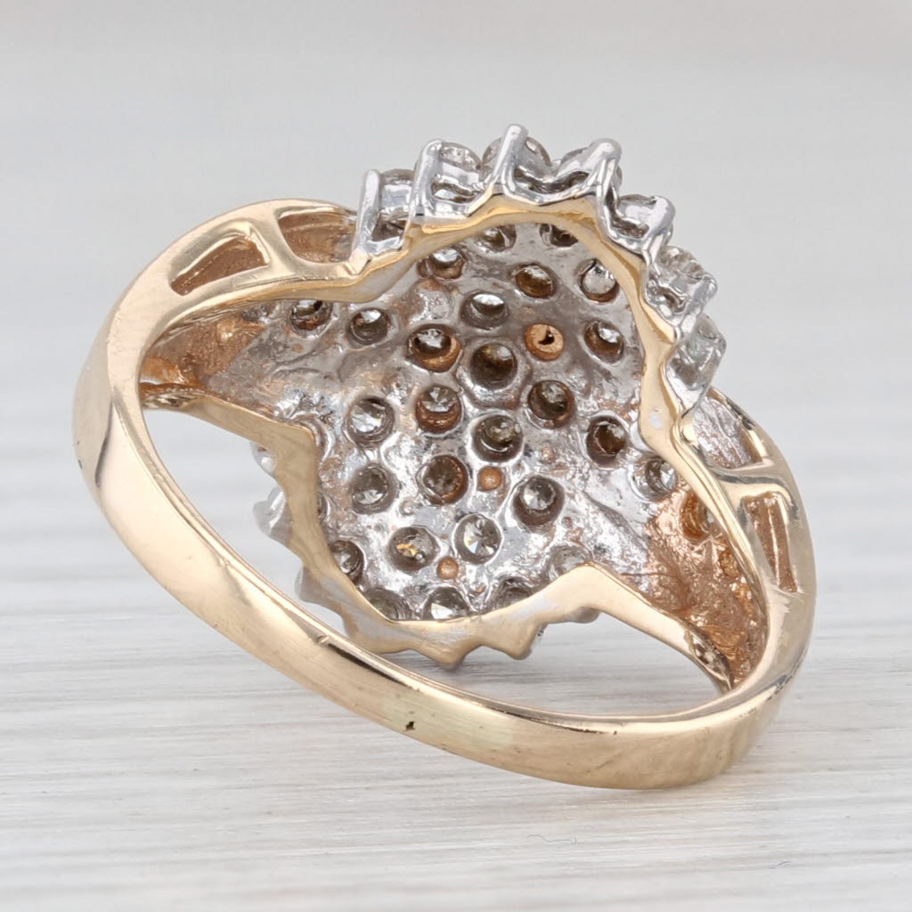 Light Gray 0.80ctw Diamond Cluster Ring 14k Yellow Gold Size 7 Cocktail
