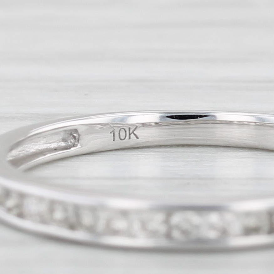 Light Gray 0.20ctw Diamond Wedding Band 10k White Gold Size 8 Stackable Ring