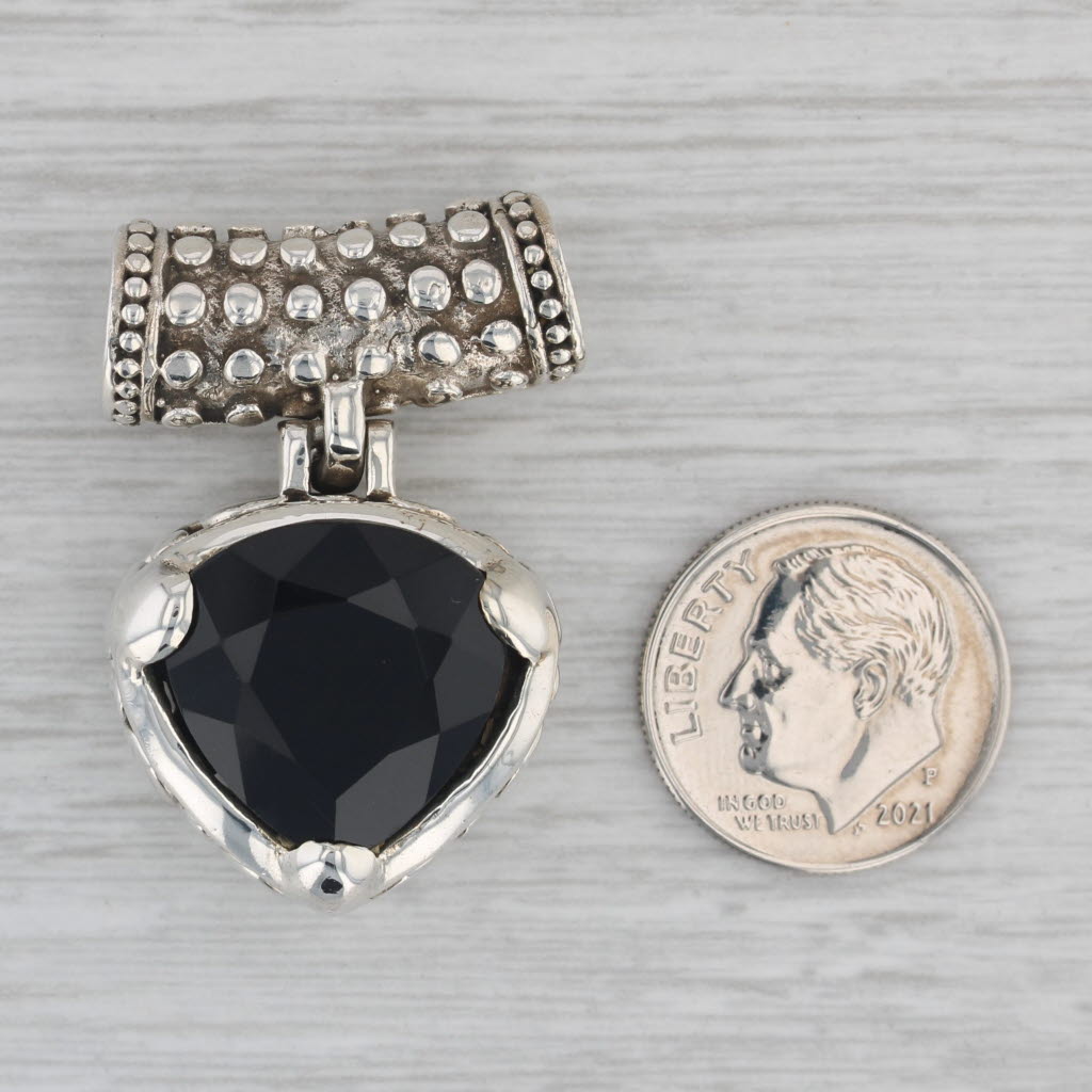 Gray Onyx Statement Pendant Sterling Silver Signed MX