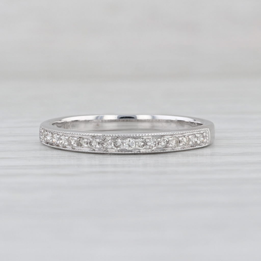 0.10ctw Diamond Wedding Band 10k White Gold Size 7 Stackable Ring
