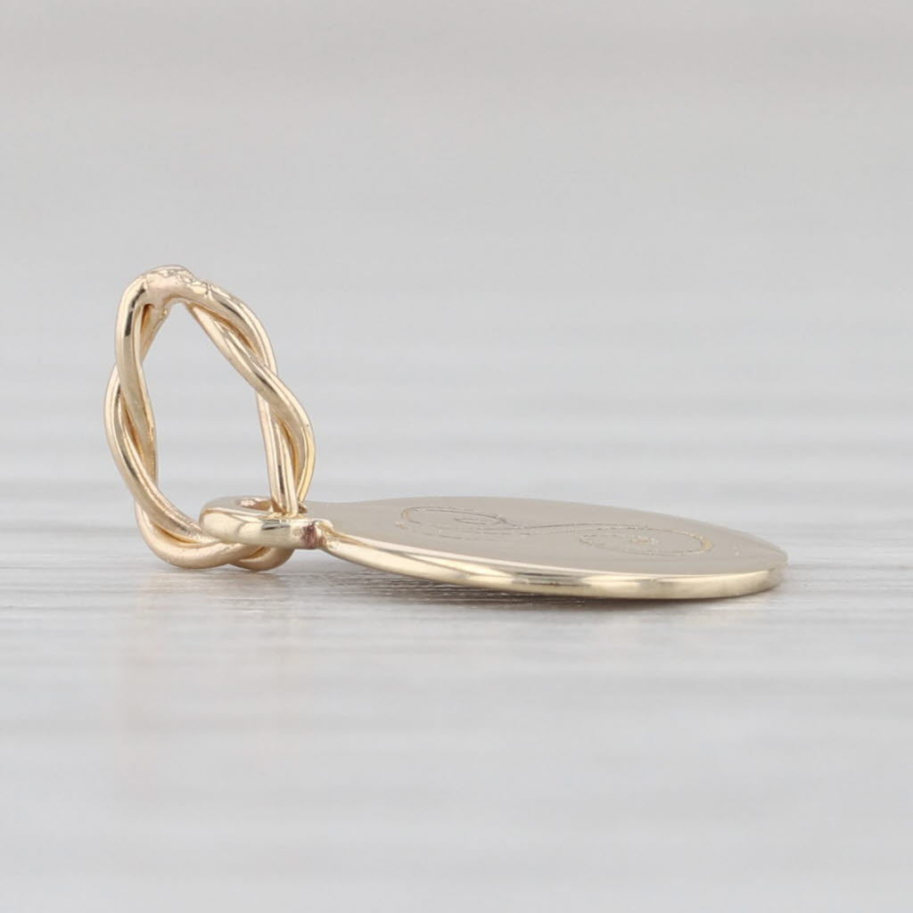 Engraved Letter Initial "S" Pendant 14k Yellow Gold Small Round Charm