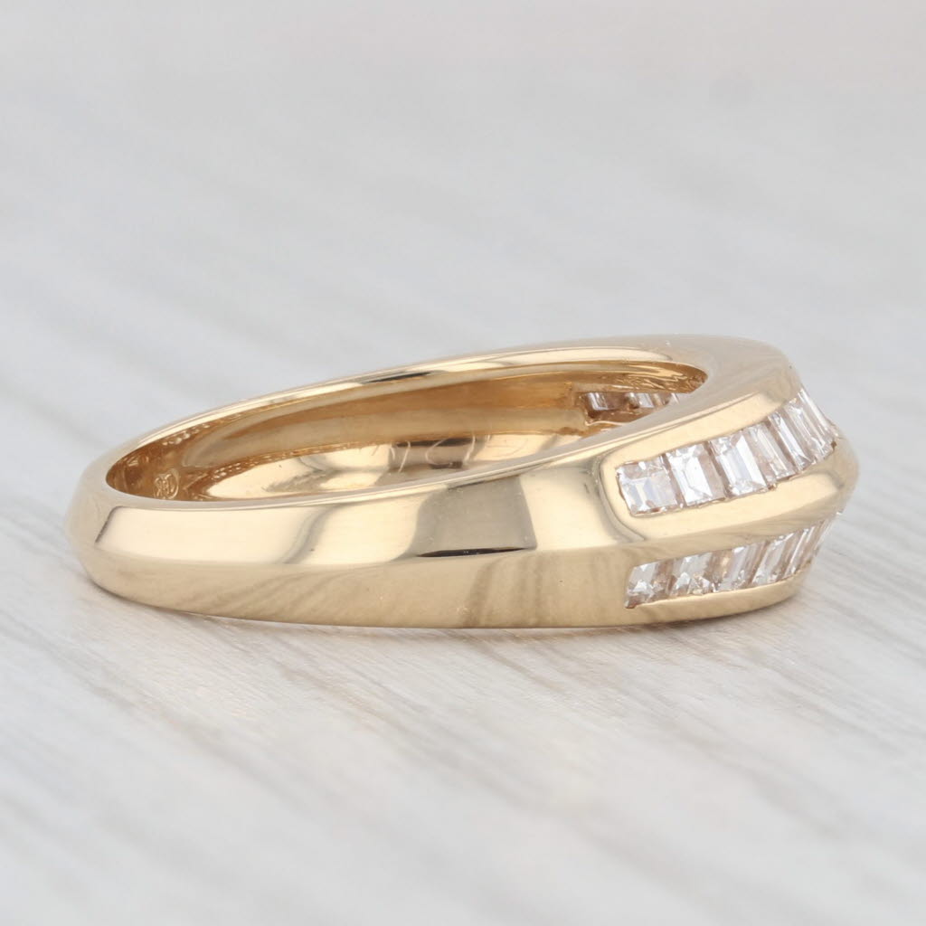 Light Gray 1.04ctw Diamond Beveled Wedding Band Size 6.5 14k Yellow Gold Anniversary Ring