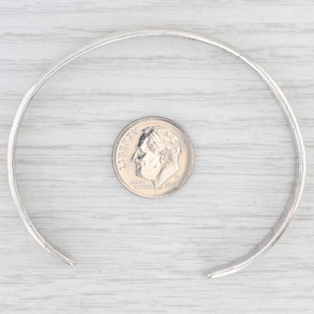 Light Gray Double Band Cuff Bracelet Sterling Silver 7" 6.5mm