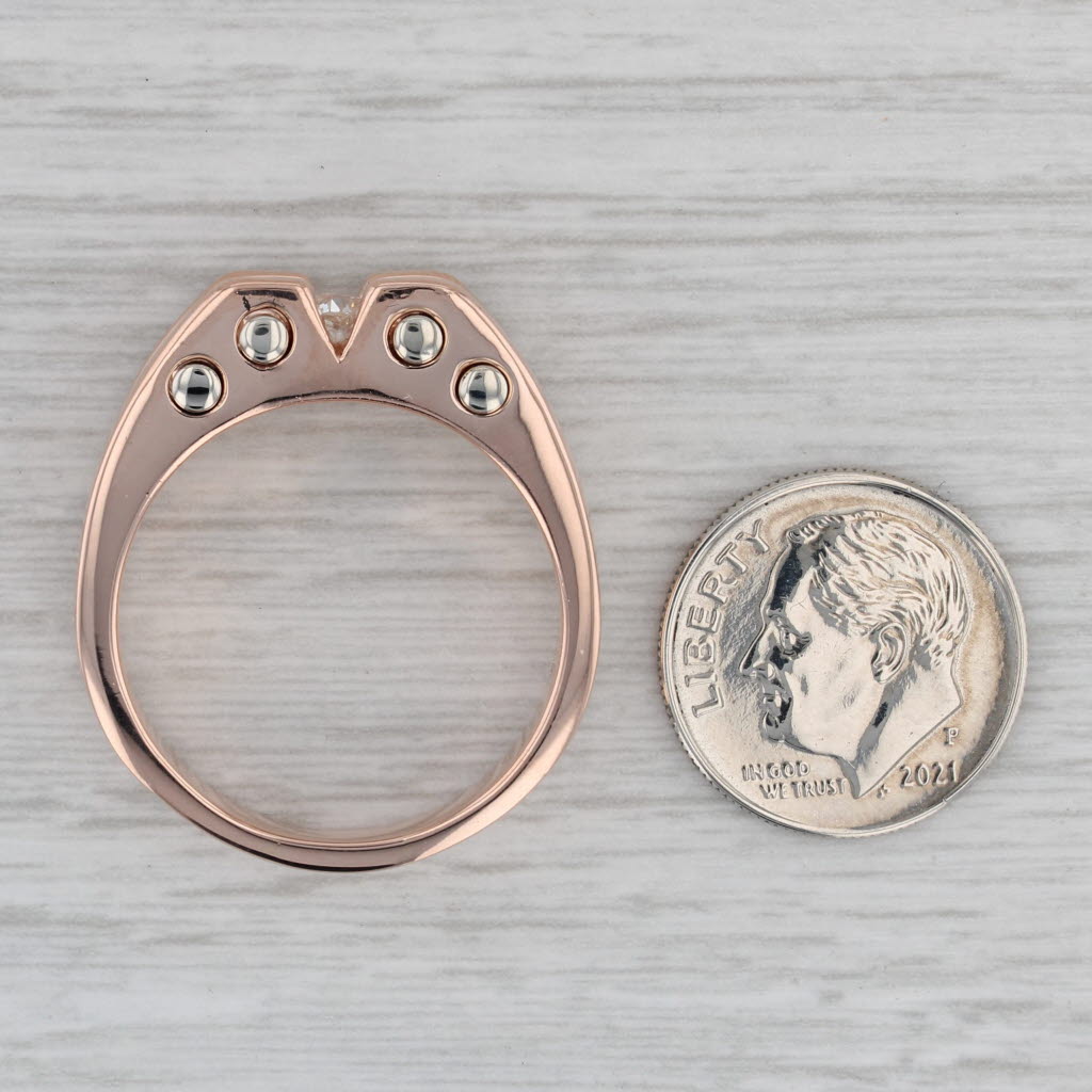 Gray 0.17ct Round Solitaire Diamond Ring 14k Rose Gold Size 11.5 Men's