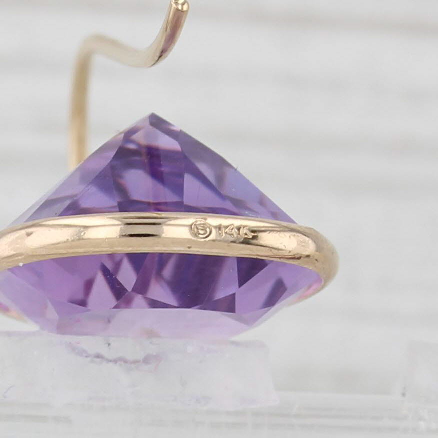 Light Gray 18.85ctw Amethyst Teardrop Earrings 14k Yellow Gold Hook Posts