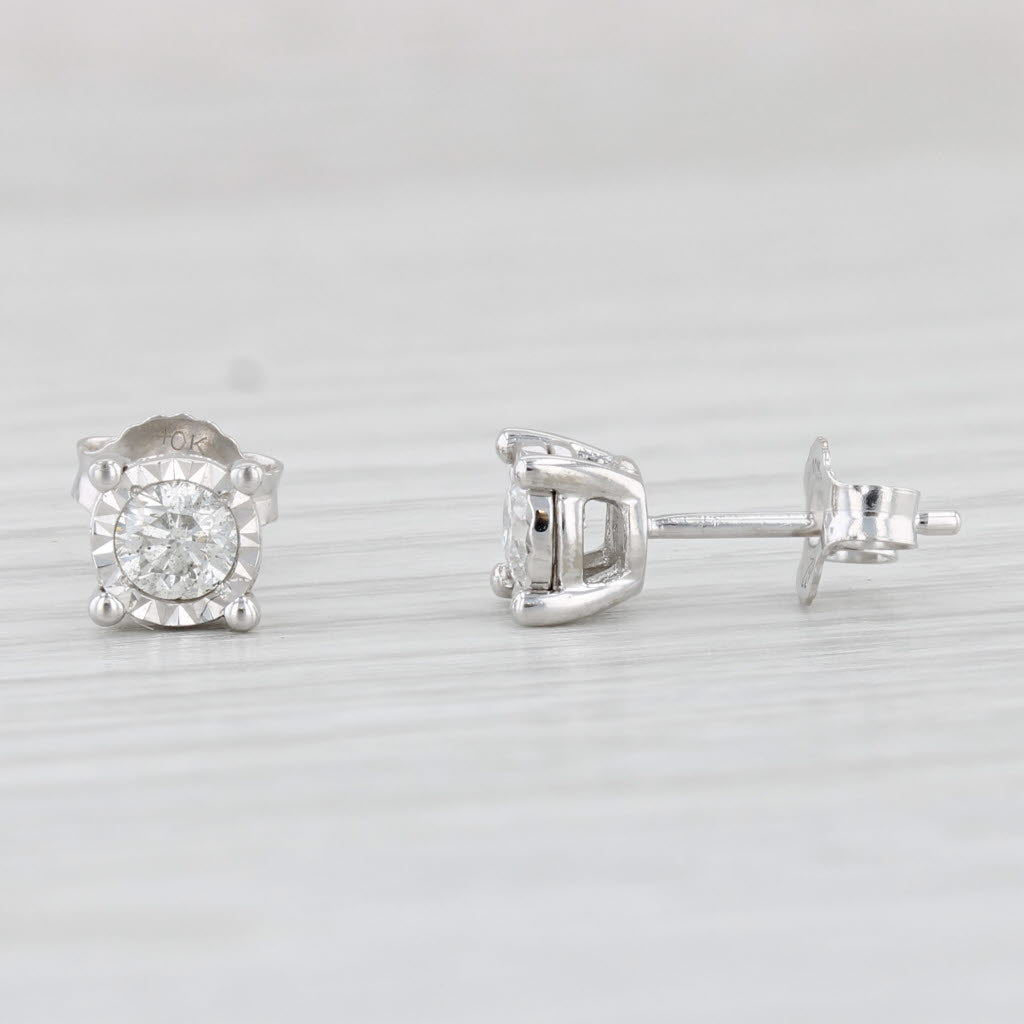 Light Gray 0.30ctw Diamond Stud Earrings 10k White Gold Round Solitaire Studs