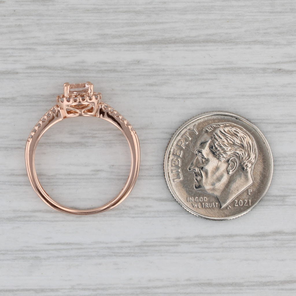 Gray 0.50ctw Morganite Diamond Halo Ring 14k Rose Gold Size 4.75 Engagement