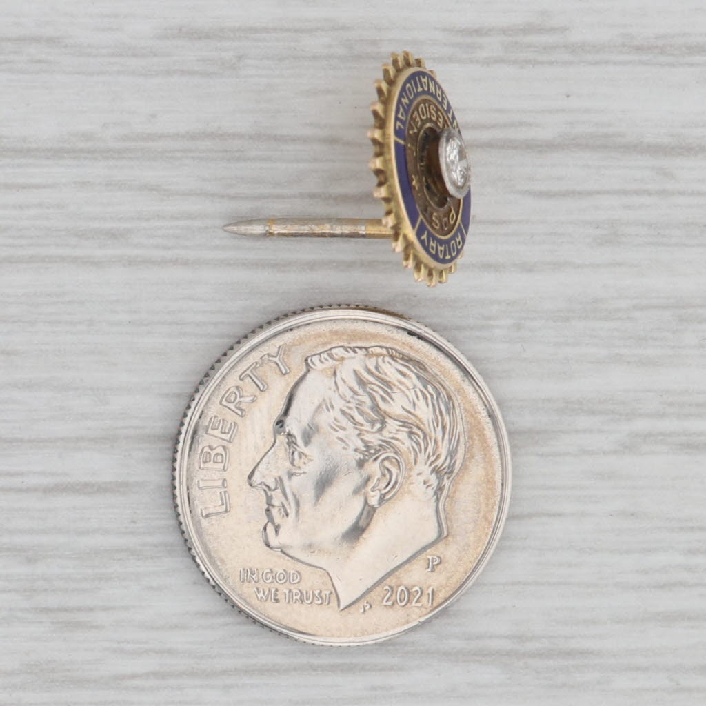Gray Vintage Rotary International Past President Diamond 10k Gold Member Lapel