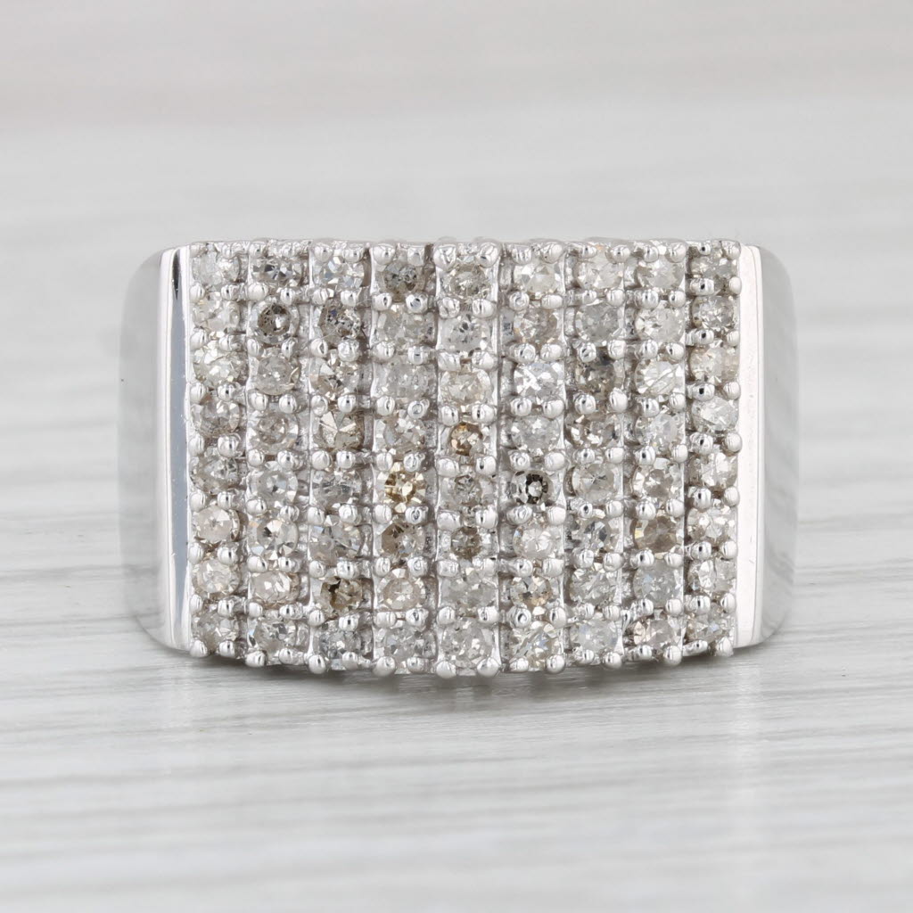 Light Gray 1ctw Diamond Pyramid Tiered Ring 10k White Gold Cocktail Size 7.5