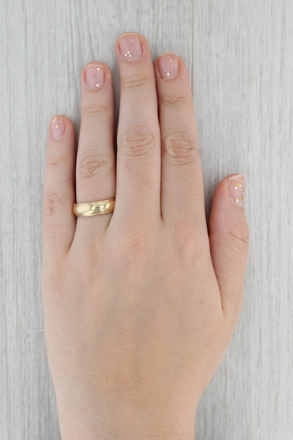 Gray Classic Men's Wedding Band 14k Yellow Gold Size 9 Comfort Fit Ring