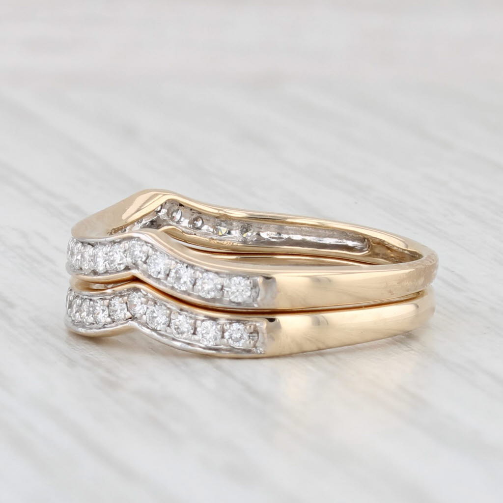 Light Gray 0.50ctw Diamond Wedding Band Enhancers Guards 14k Yellow Gold Size 6 Set of 2