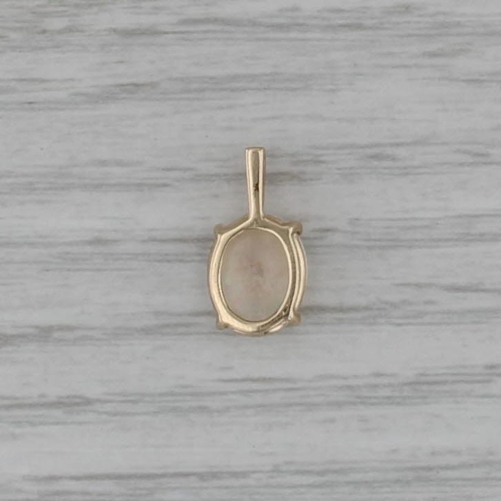 Oval Opal Cabochon Pendant 14k Yellow Gold Small Drop