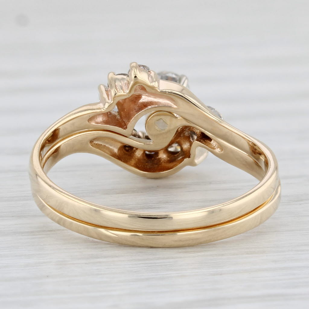 Light Gray 0.40ctw Round Diamond Halo Engagement Ring Wedding Band Set 14k Gold Size 7