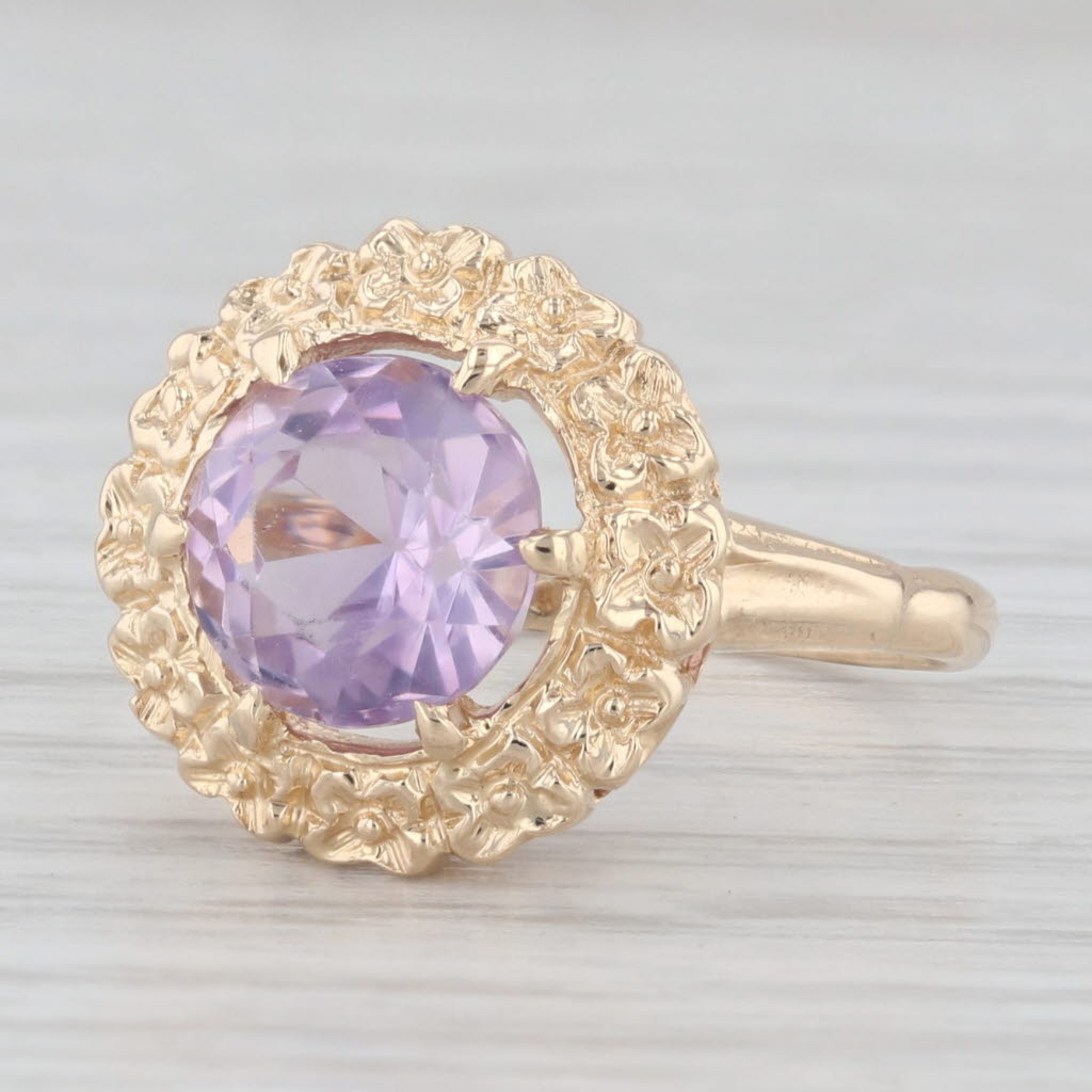 Light Gray 1.50ct Round Light Purple Amethyst Solitaire Ring 14k Yellow Gold Size 5.5