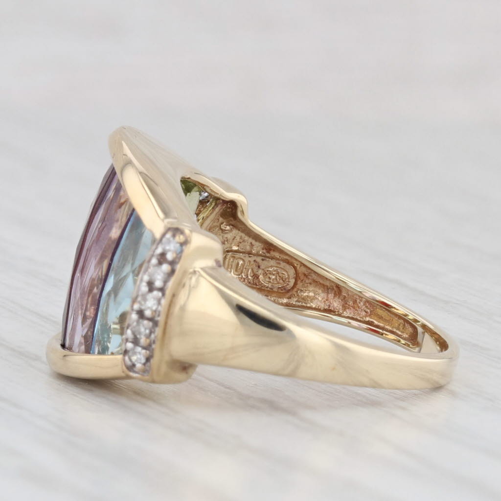Light Gray 4.86ctw Rainbow Gemstone Ring 10k Gold Peridot Citrine Garnet Amethyst Topaz