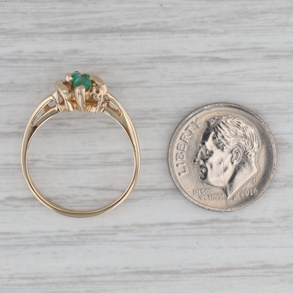 Gray 0.30ctw Green Beryl Emerald Diamond Ring 10k Yellow Gold Size 7