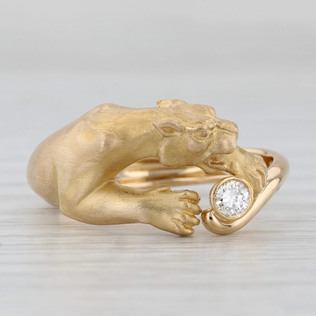 Light Gray Carrera Y Carrera Panther Ring Diamond 18k Yellow Gold Size 6.25 Box
