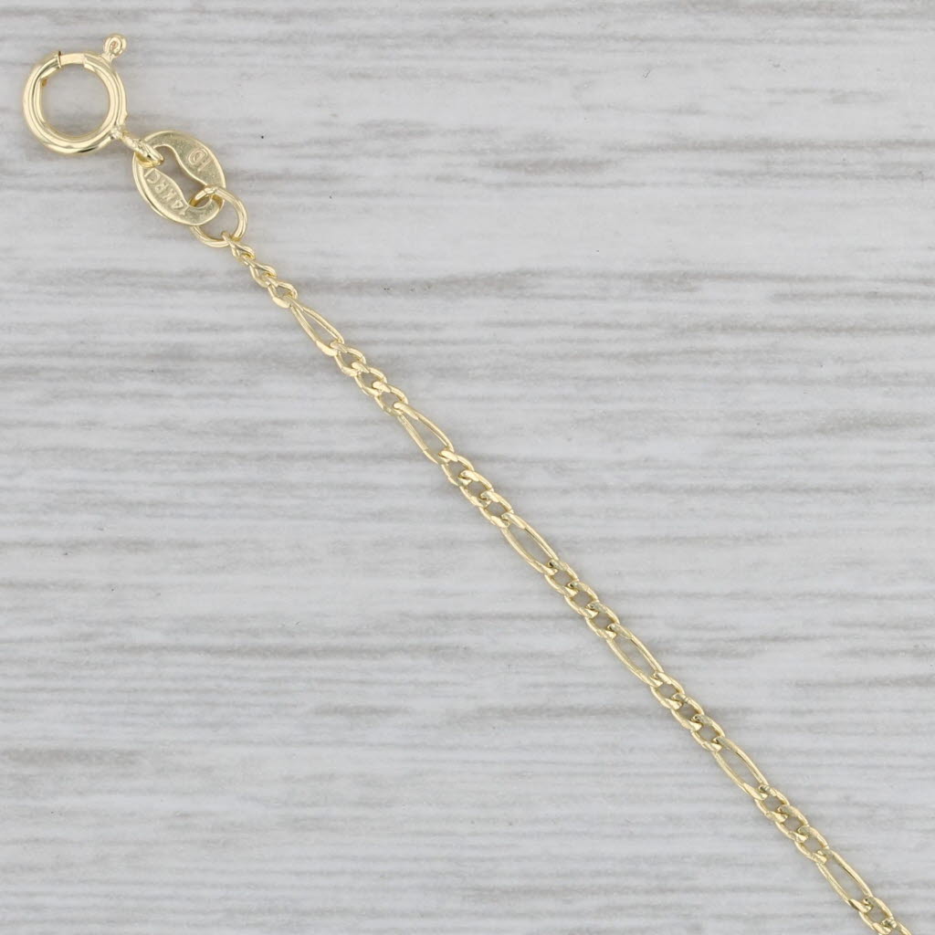 Gray New Figaro Chain Necklace 14k Yellow Gold 16" 1.3mm