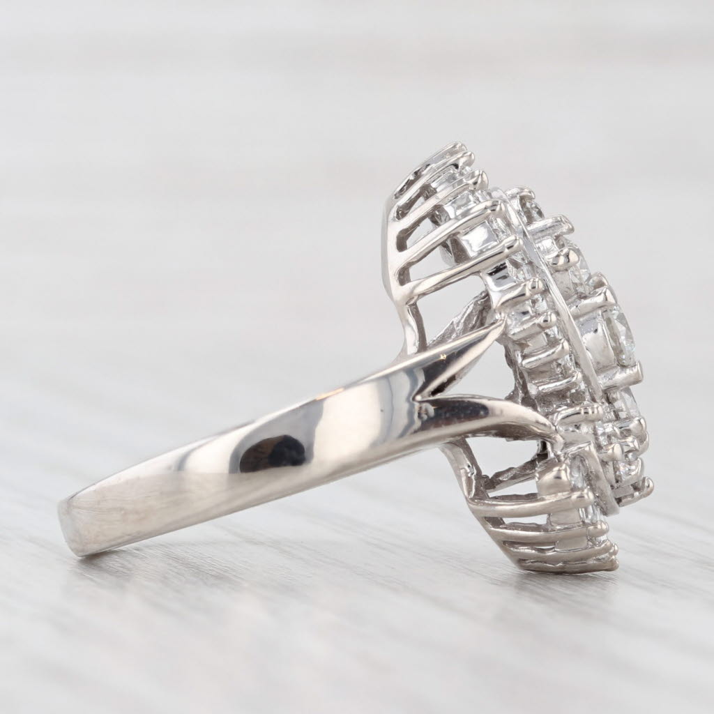 Light Gray 1.55ctw Diamond S Ring 14k White Gold Size 7.25 Cocktail