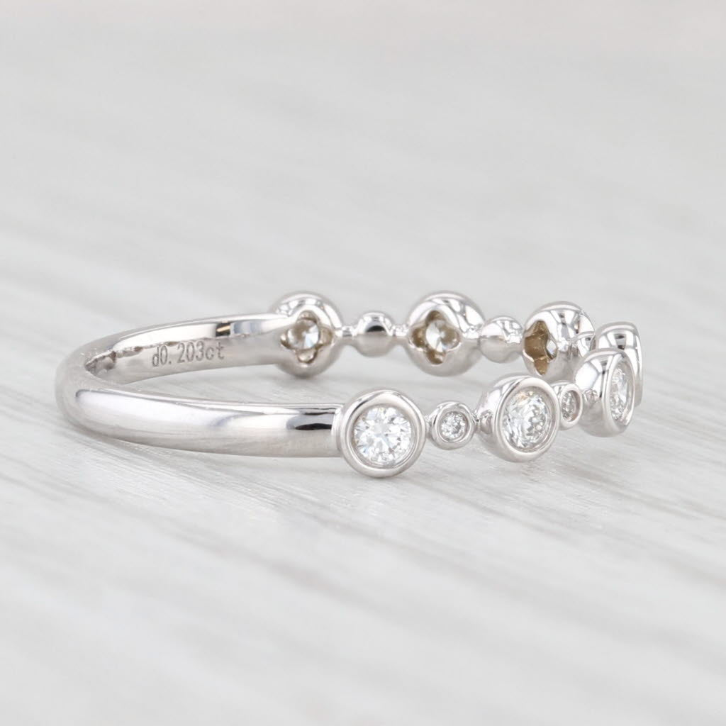 Light Gray New 0.20ctw Diamond Wedding Band 14k White Gold Stackable Anniversary Ring 6.5