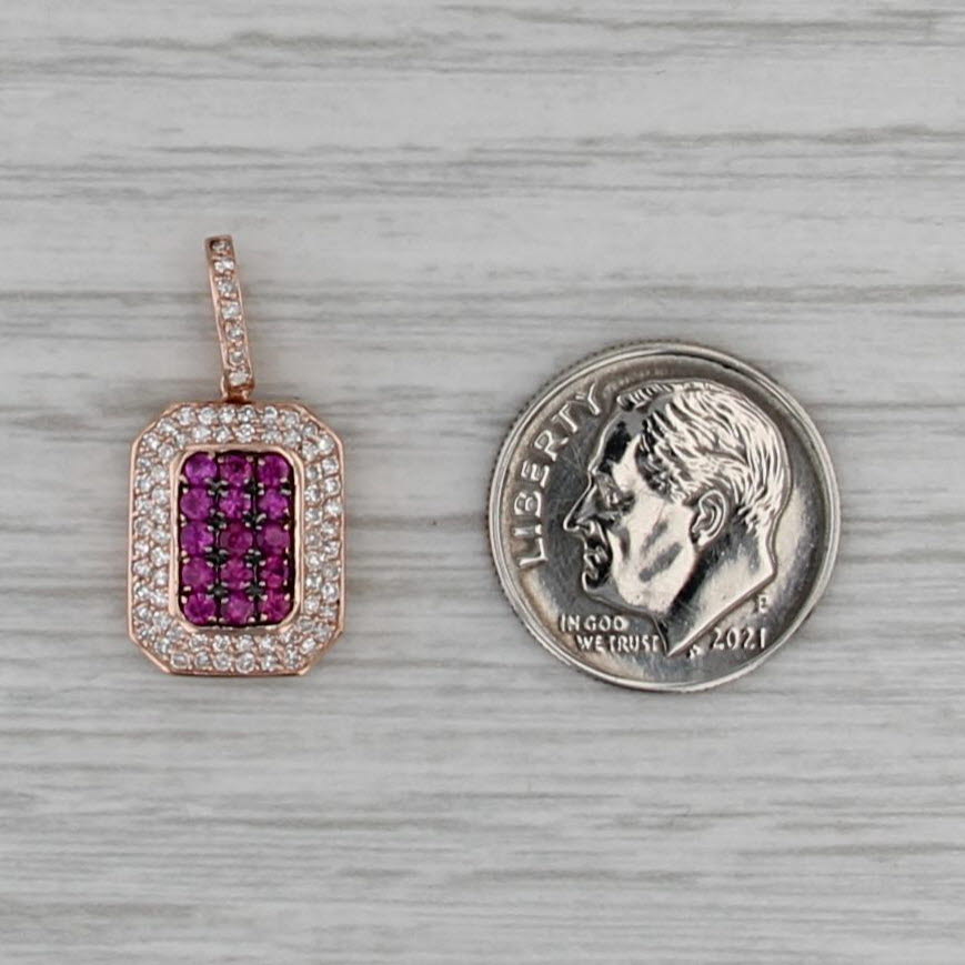 0.58ctw Pink Sapphire Diamond Halo Pendant 14k Rose Gold