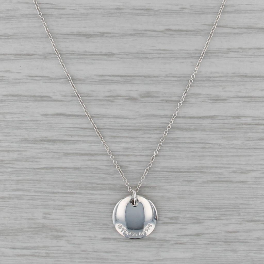 Tiffany Engraved Initial Letter K Disc Pendant Necklace Pouch Sterling Silver