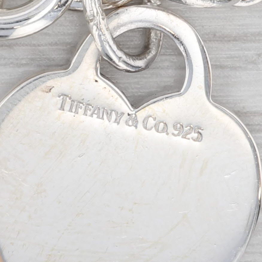 Light Gray Tiffany & Co. Engravable Heart ID Tag Charm Bracelet 6.5" Cable Chain 10mm