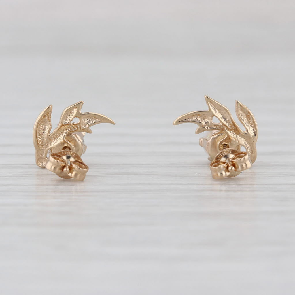 Opal Cabochon Flower Stud Earrings 14k Yellow Gold Small Studs