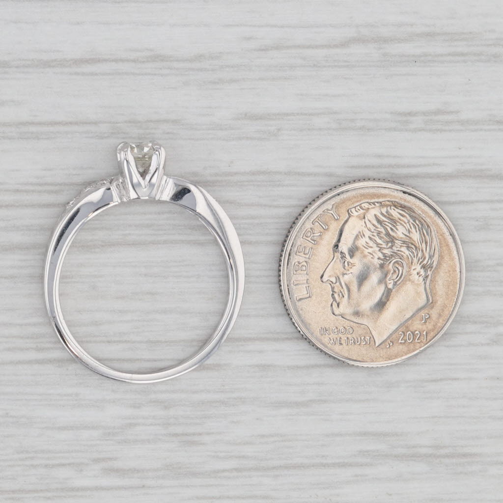 Gray 0.33ctw Round Diamond Engagement Ring 14k White Gold Size 5.5