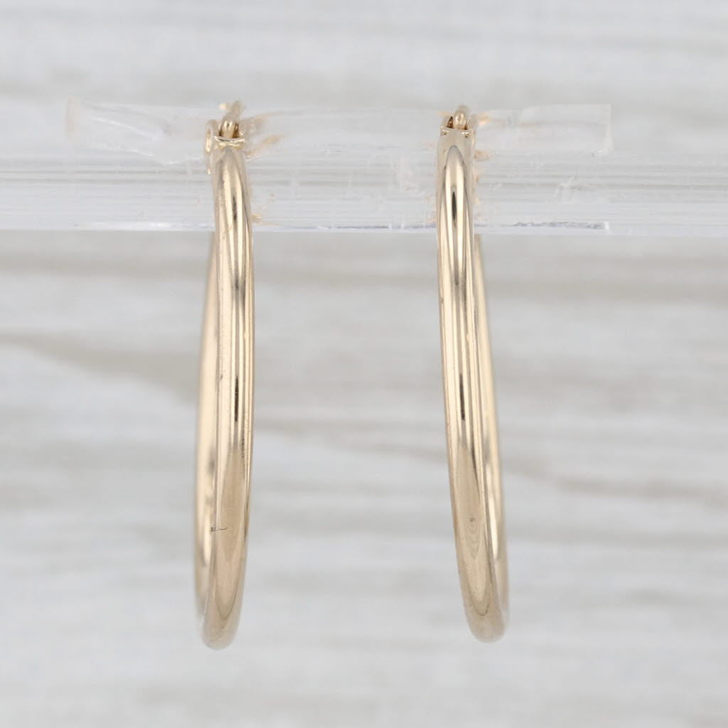 Hoop Earrings 14k Yellow Gold Snap Top Round Hoops 24.3 x 1.7mm