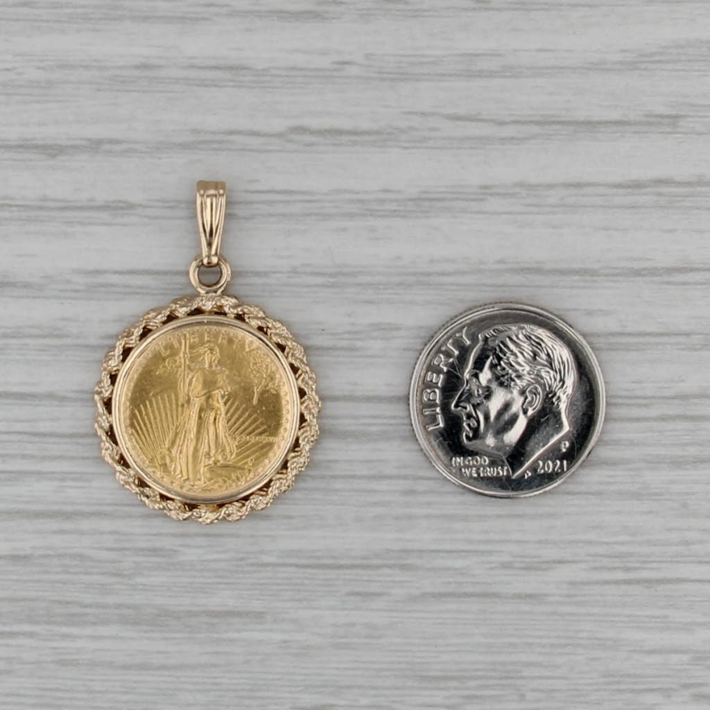 1987 1/10oz American Gold Eagle Gold Coin Pendant 22k 14k $5